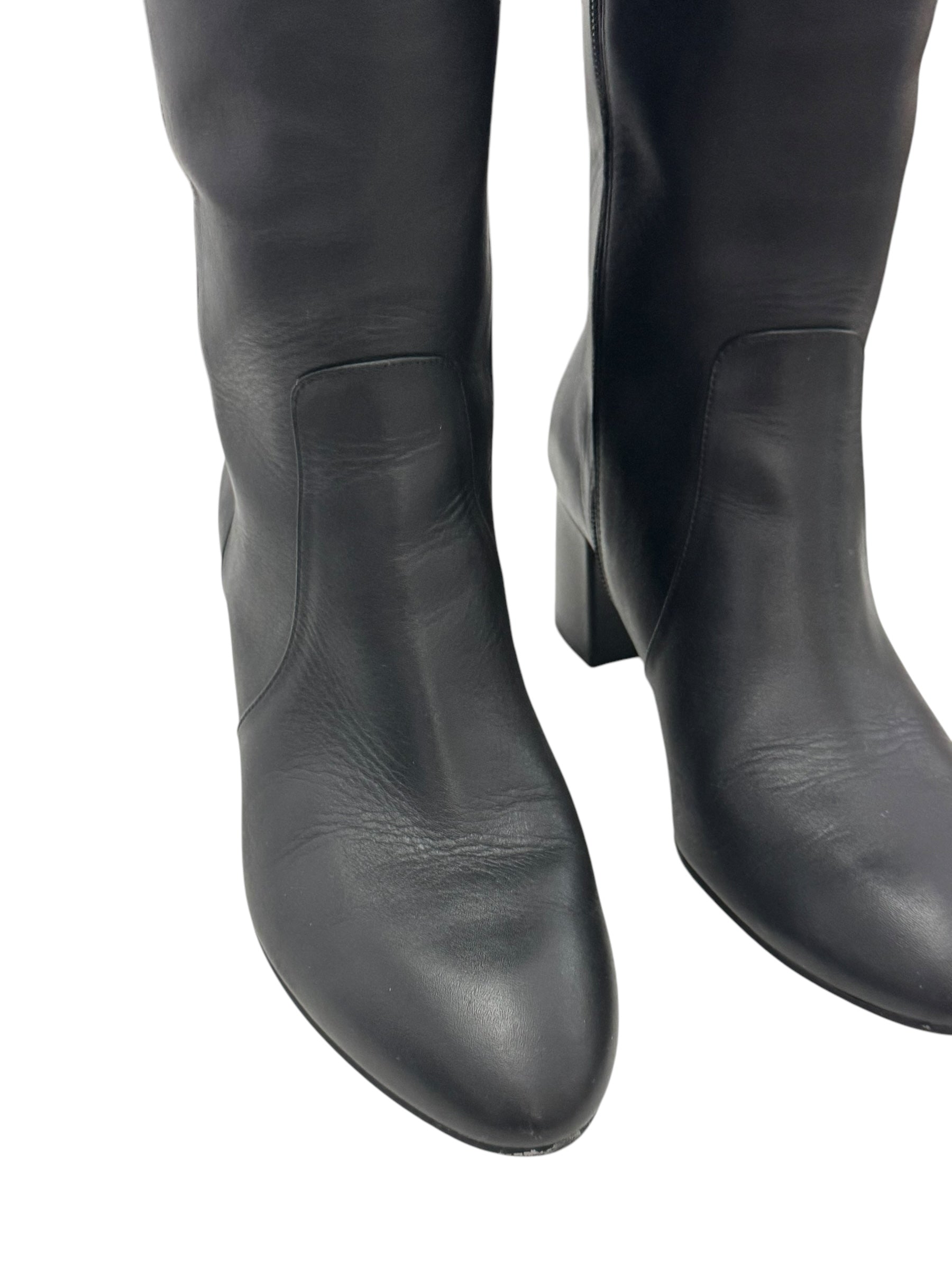 Stuart Weitzman Yuliana 60 Knee-High Zip Boots, Black Nappa Leather, Size US 7B/EU 37.5