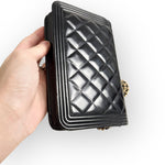 Load image into Gallery viewer, Chanel Classic Leboy Wallet on Chain, Black Diamond Quilted Patent Leather, Gold-tone Hardware
