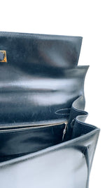 Load image into Gallery viewer, Hermes Kelly32 Sellier Vintage Black Box 24kt Plated-Gold Hardware
