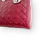 Load image into Gallery viewer, Christian Dior Lady Dior Large, Cherry Red Patent Leather, Silver Hardware
