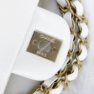 Chanel Timeless Classic Small White Caviar Gold-tone Hardware