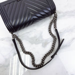 Load image into Gallery viewer, Chanel Leboy New Medium Black Lambskin Ruthenium Hardware
