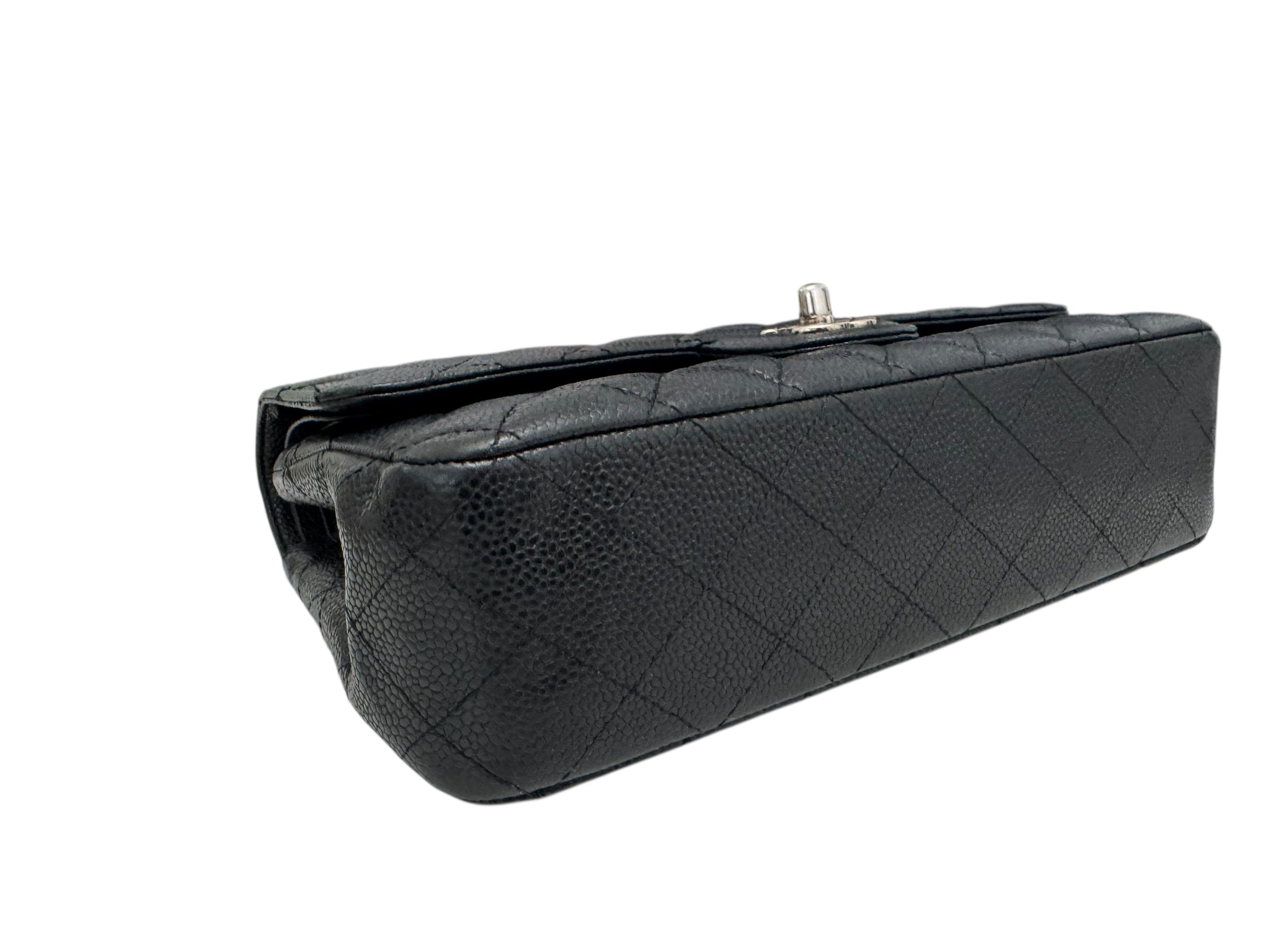 Chanel Timeless Classic Medium M/L Black Caviar Silver-tone Hardware