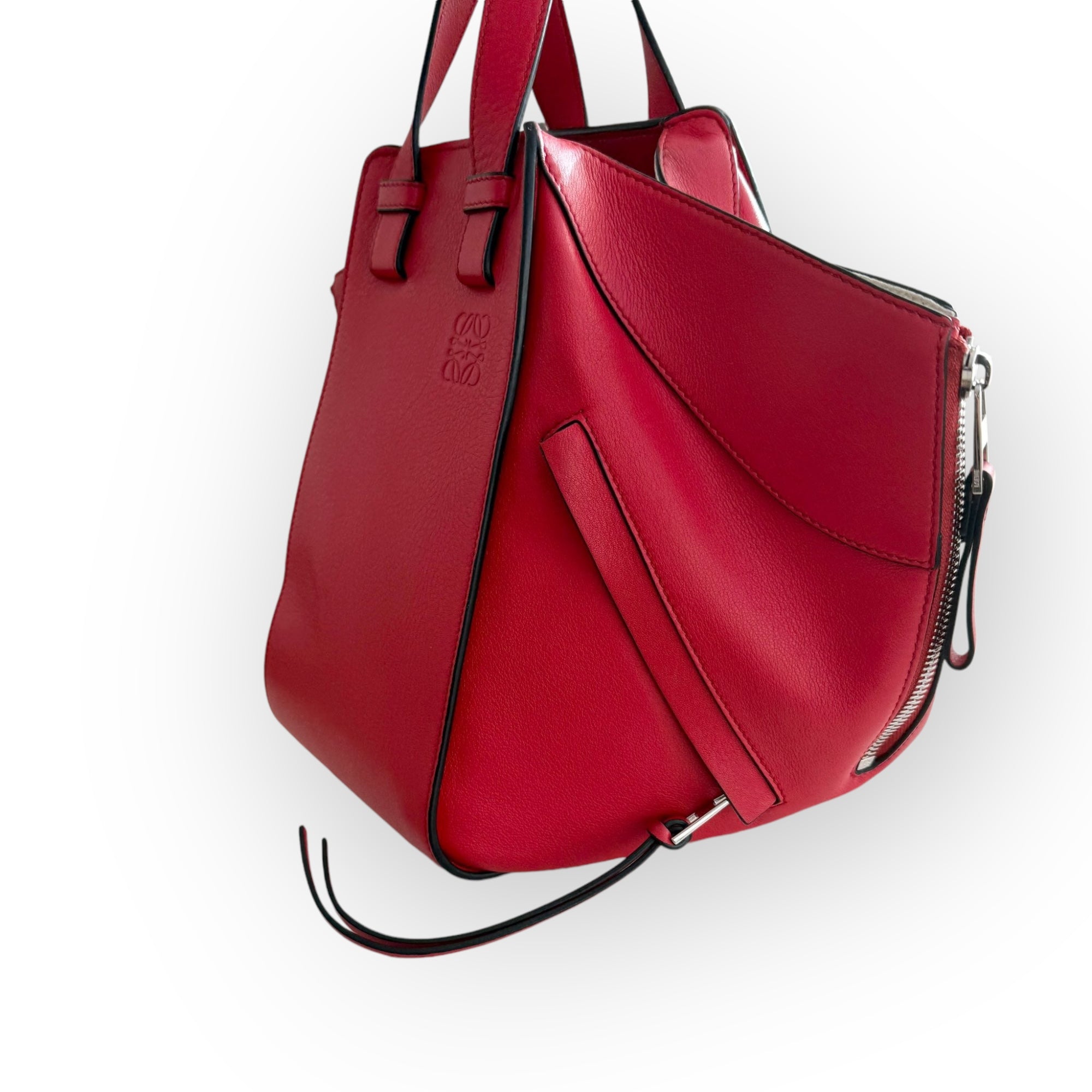 Loewe Hammock Bag Small, Red Grained Calfskin, Gold-tone Hardware