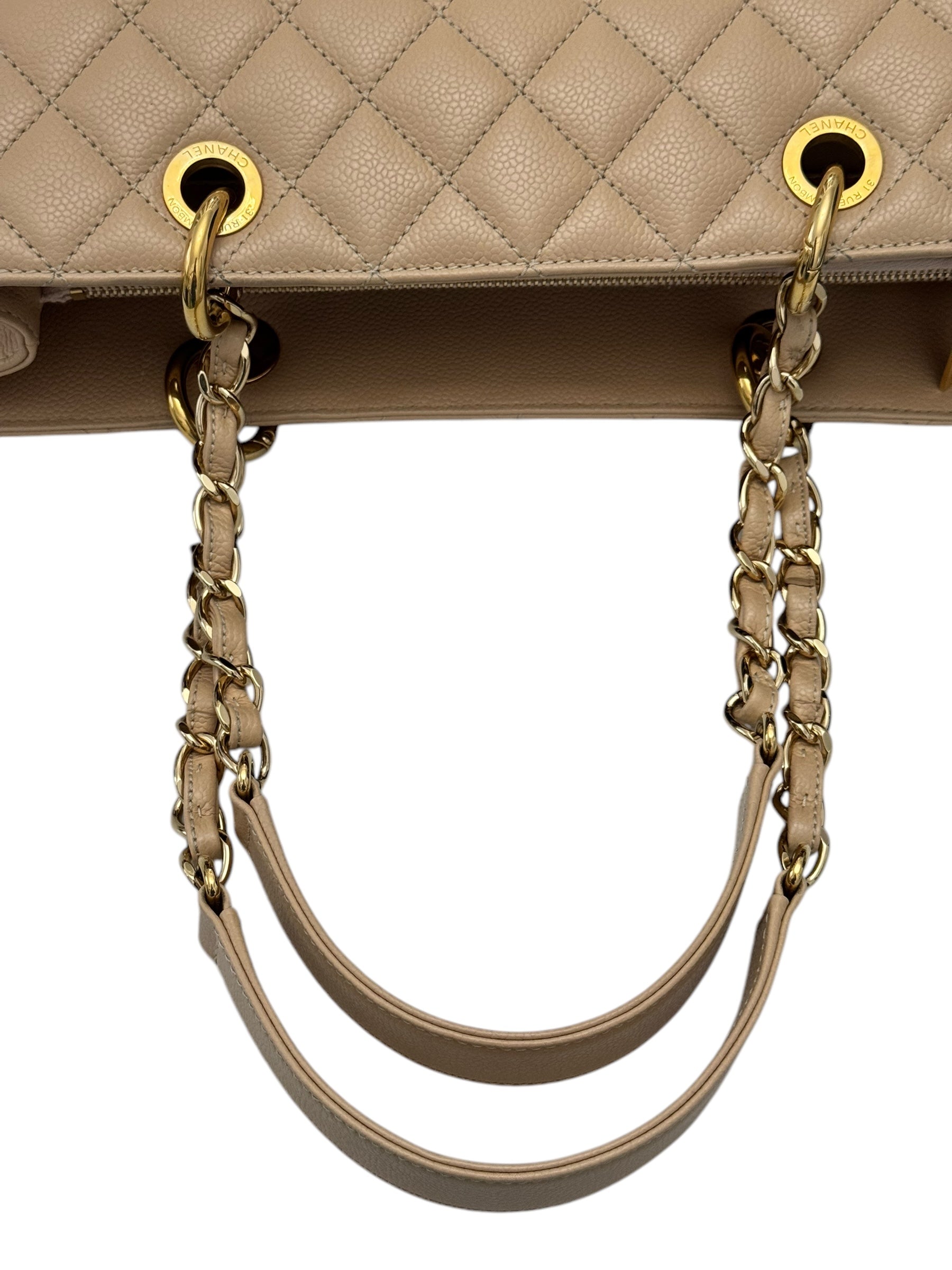 Chanel Grand Shopper Tote GST Dark Beige Caviar Gold-tone Hardware