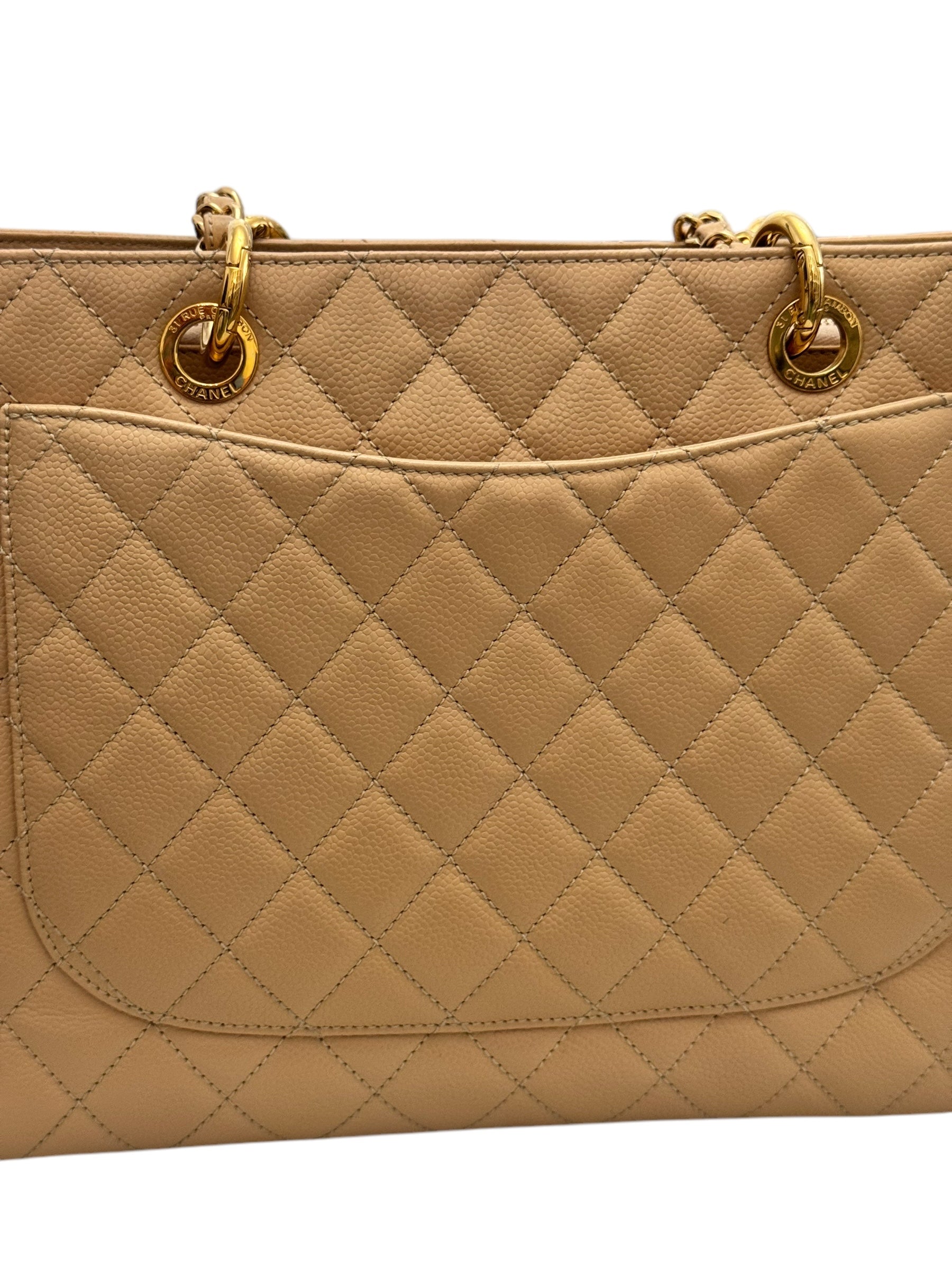 Chanel Grand Shopper Tote GST Dark Beige Caviar Gold-tone Hardware