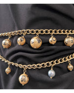 将图片加载到图库查看器，Chanel Gold Pearls Chain Belt
