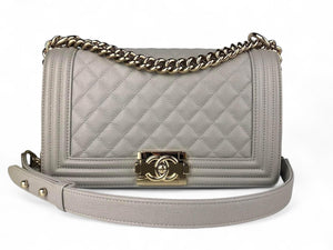 Chanel Leboy Old Medium Taupe-Grey Caviar / Grained Calfskin, Gold-tone Hardware