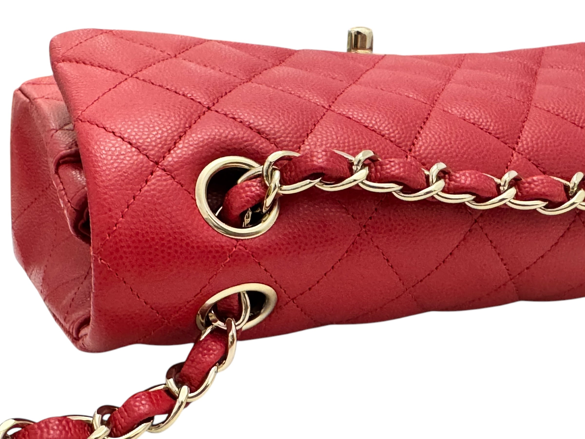 Chanel Timeless Classic Small 22P Red Caviar, Gold-tone Hardware