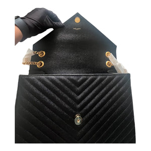 Saint Laurent Envelope Bag Grain de Poudre Chevron Quilted Large YSL