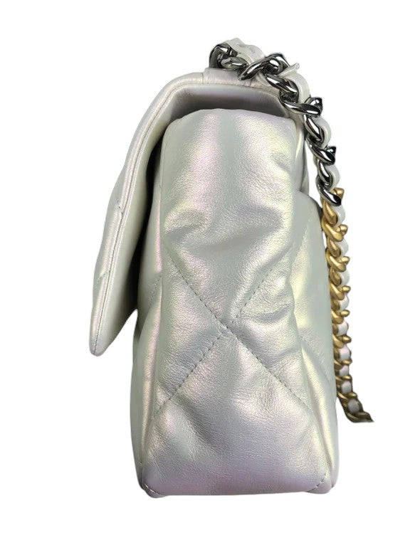 Chanel 19 Medium Iridescent White Lambskin Mixed Hardware