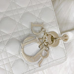 将图片加载到图库查看器，Christian Dior My Lady ABCDior Small White Lambskin Gold-tone Hardware
