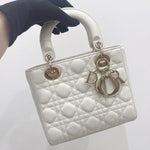 将图片加载到图库查看器，Christian Dior My Lady ABCDior Small White Lambskin Gold-tone Hardware
