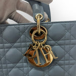 将图片加载到图库查看器，Christian Dior Lady D-Joy Medium Cloud Blue Lambskin Cannage Gold-tone Hardware
