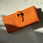 Charger l&#39;image dans la galerie, Hermes H Bearn Wallet Orange Chevre Mysore Palladium Hardware
