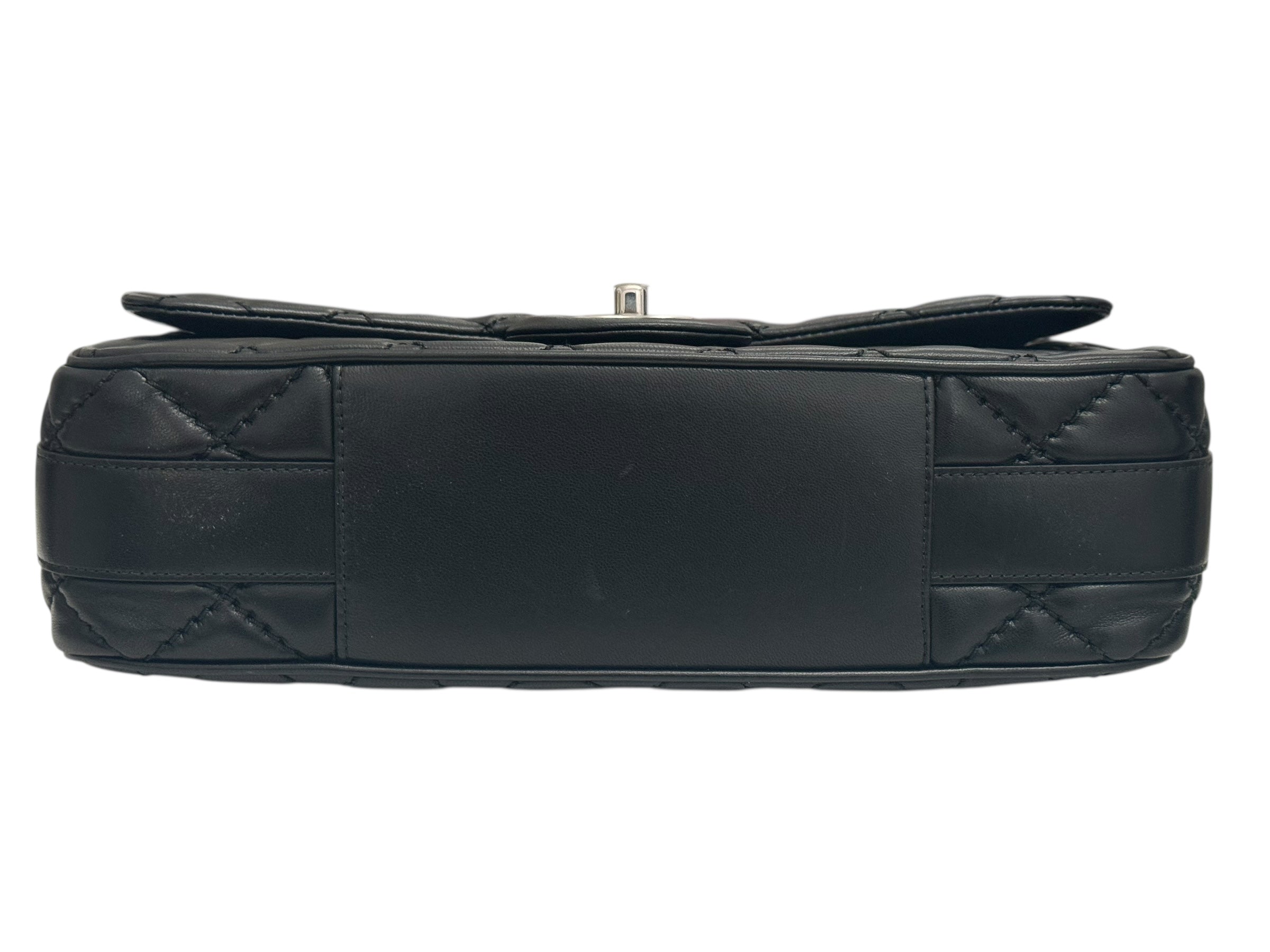 Chanel Easy Carry Flap Bag Black Lambskin Silver-tone Hardware