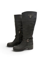Load image into Gallery viewer, PRADA Knee-High Riding Boots, Black, Womens 7
