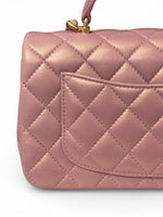 将图片加载到图库查看器，Chanel Mini Top Handle Iridescent Pink Lambskin Gold-tone Hardware
