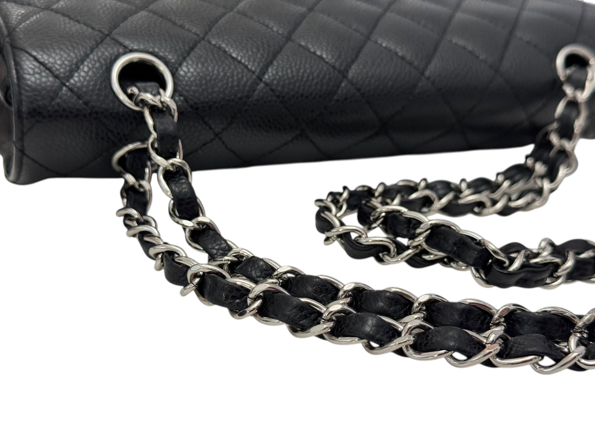 Chanel Timeless Classic Medium M/L Black Caviar Silver-tone Hardware