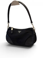 Load image into Gallery viewer, Prada Tessuto Leather and Nylon Baguette - Black, Silver-tone Hardware

