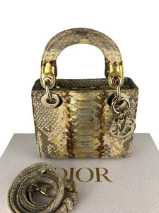 Lady Dior mini gold snakeskin, with gold hdw