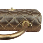 Charger l&#39;image dans la galerie, Chanel Coco Handle Mini Diamond Quilted Metallic Gold Caviar, Gold-Tone Hardware
