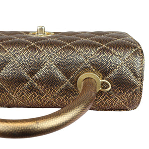 Chanel Coco Handle Mini Diamond Quilted Metallic Gold Caviar, Gold-Tone Hardware