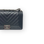 Load image into Gallery viewer, Chanel Leboy Old Medium Black Caviar / Grained Calfskin Leather, Chevron, Ruthenium Hardware
