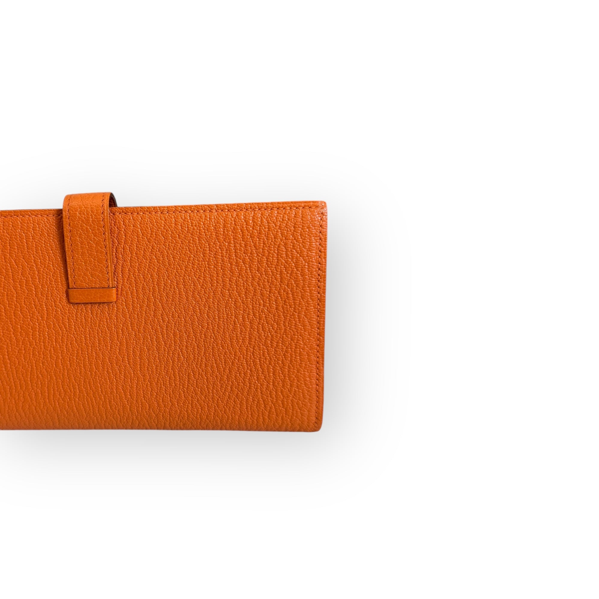 Hermes H Bearn Wallet Orange Chevre Mysore Palladium Hardware