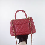 Load image into Gallery viewer, Chanel Coco Handle Small Red Caviar Gold-tone Hardware
