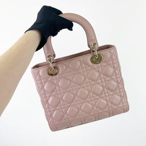 Christian Dior Lady Dior Medium French Pink Gold-tone Hardware