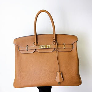 Hermes Birkin 35 Retourne Gold Togo 24kt Plated Gold Hardware