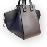 Charger l&#39;image dans la galerie, Loewe Hammock Bag Small, Chocolate and Navy Grained Calfskin, Gold-tone Hardware
