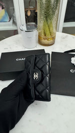 Load image into Gallery viewer, Chanel Card Wallet Black Lambskin Silver-tone Hardware
