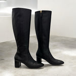 将图片加载到图库查看器，Stuart Weitzman Yuliana 60 Knee-High Zip Boots, Black Nappa Leather, Size US 7B/EU 37.5
