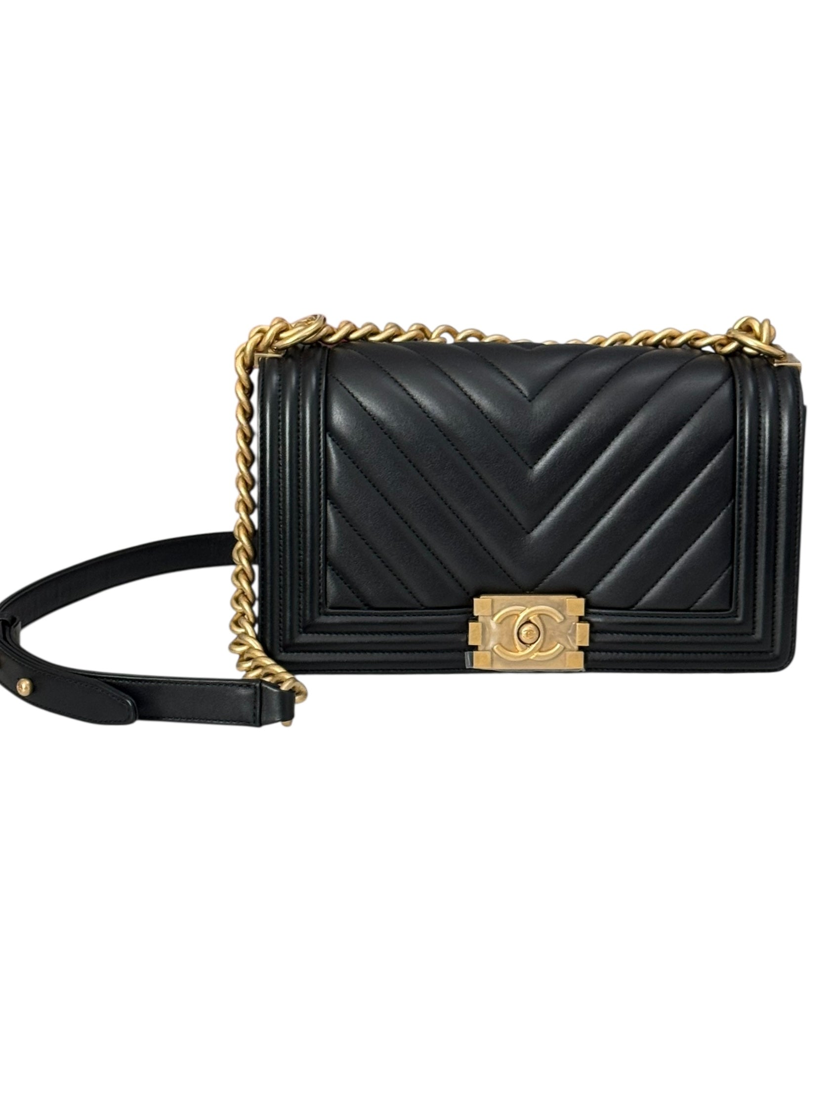 Chanel Leboy Old Medium Black Calfskin Gold-tone Hardware