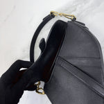 Load image into Gallery viewer, Christian Dior Saddle Mini/Small Black Grained Calfskin Gold-tone Hardware
