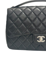将图片加载到图库查看器，Chanel Easy Carry Flap Bag Black Lambskin Silver-tone Hardware
