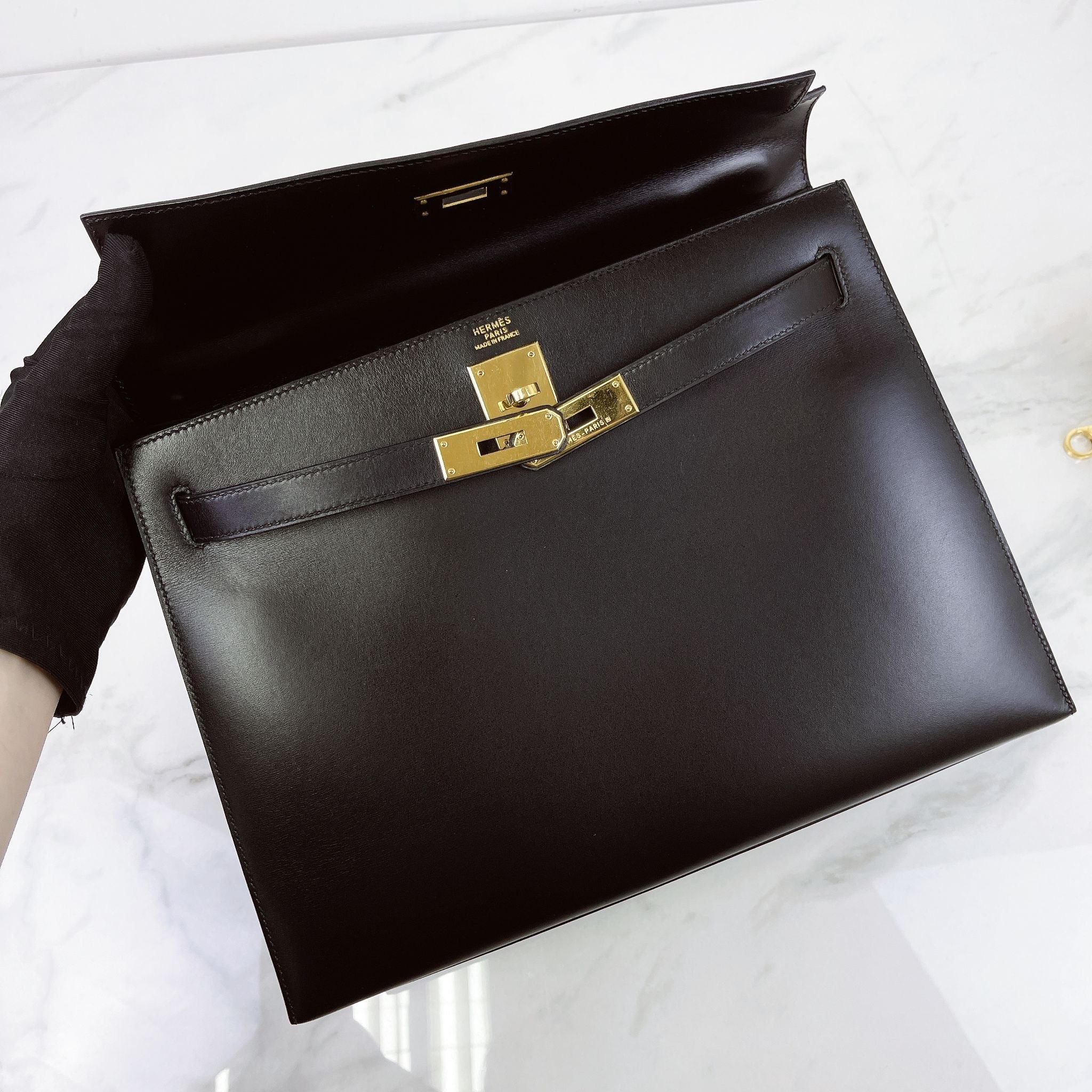 Hermes Kelly 32 Sellier Vintage Box Leather