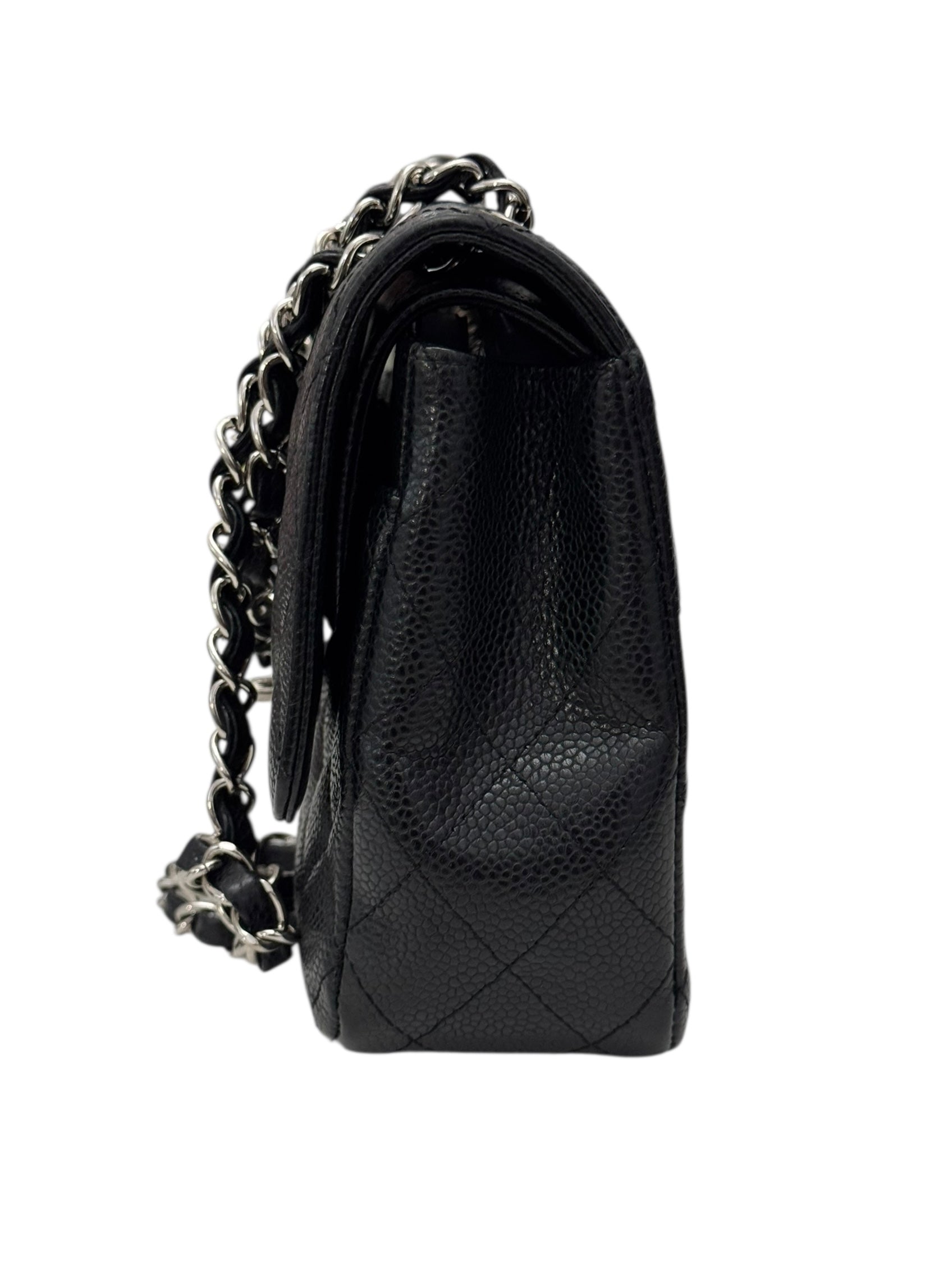 Chanel Timeless Classic Medium M/L Black Caviar Silver-tone Hardware
