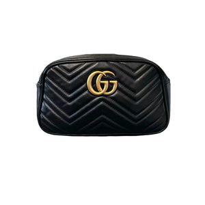 GUCCI GG Marmont Camera Bag Shoulder Small Calfskin Black GHW