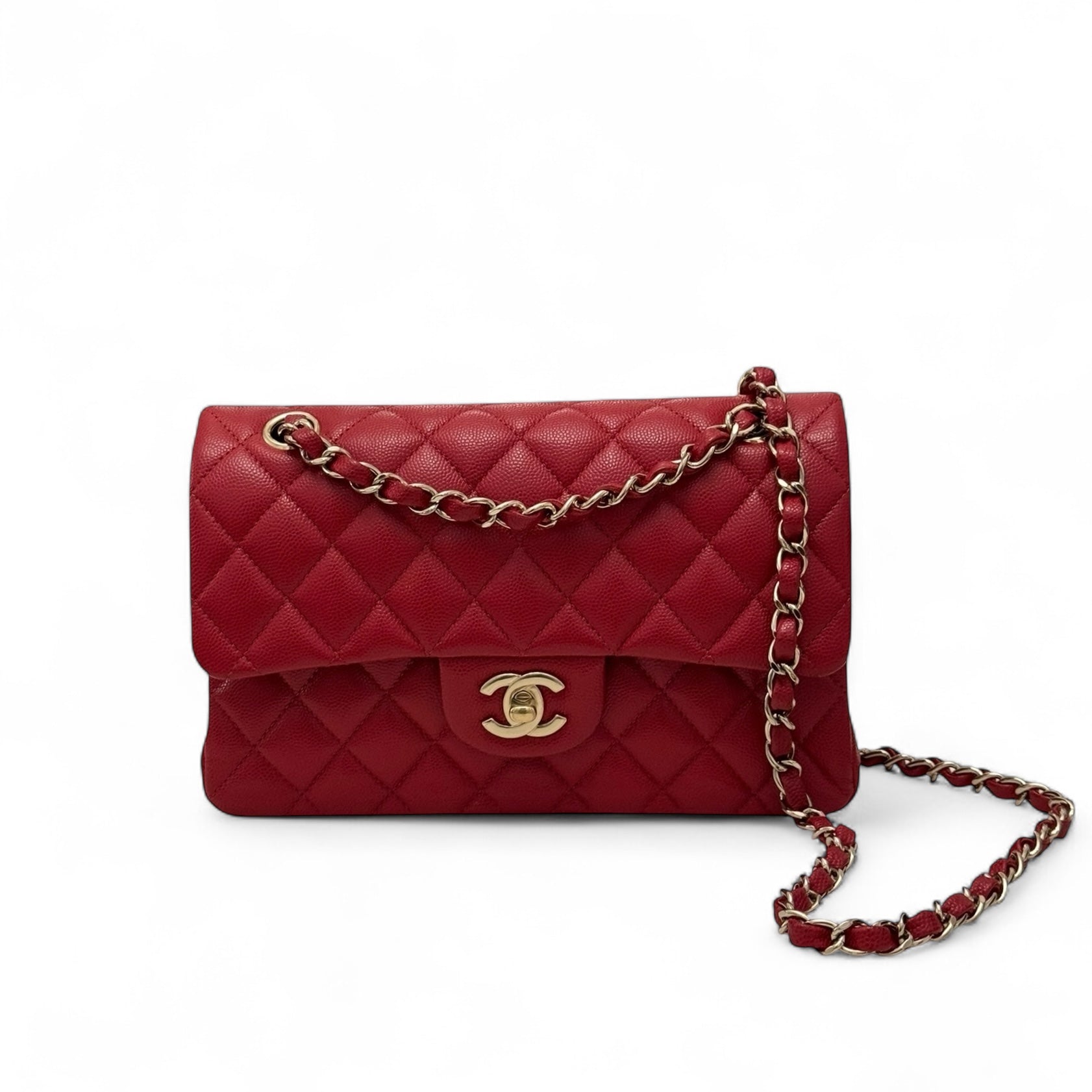 Chanel Timeless Classic Small 19B True Red Caviar Gold-tone Hardware