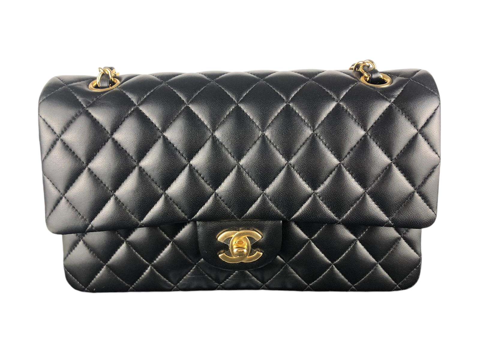 Chanel Timeless Classic Medium Double Flap Black Lambskin Gold Hardware