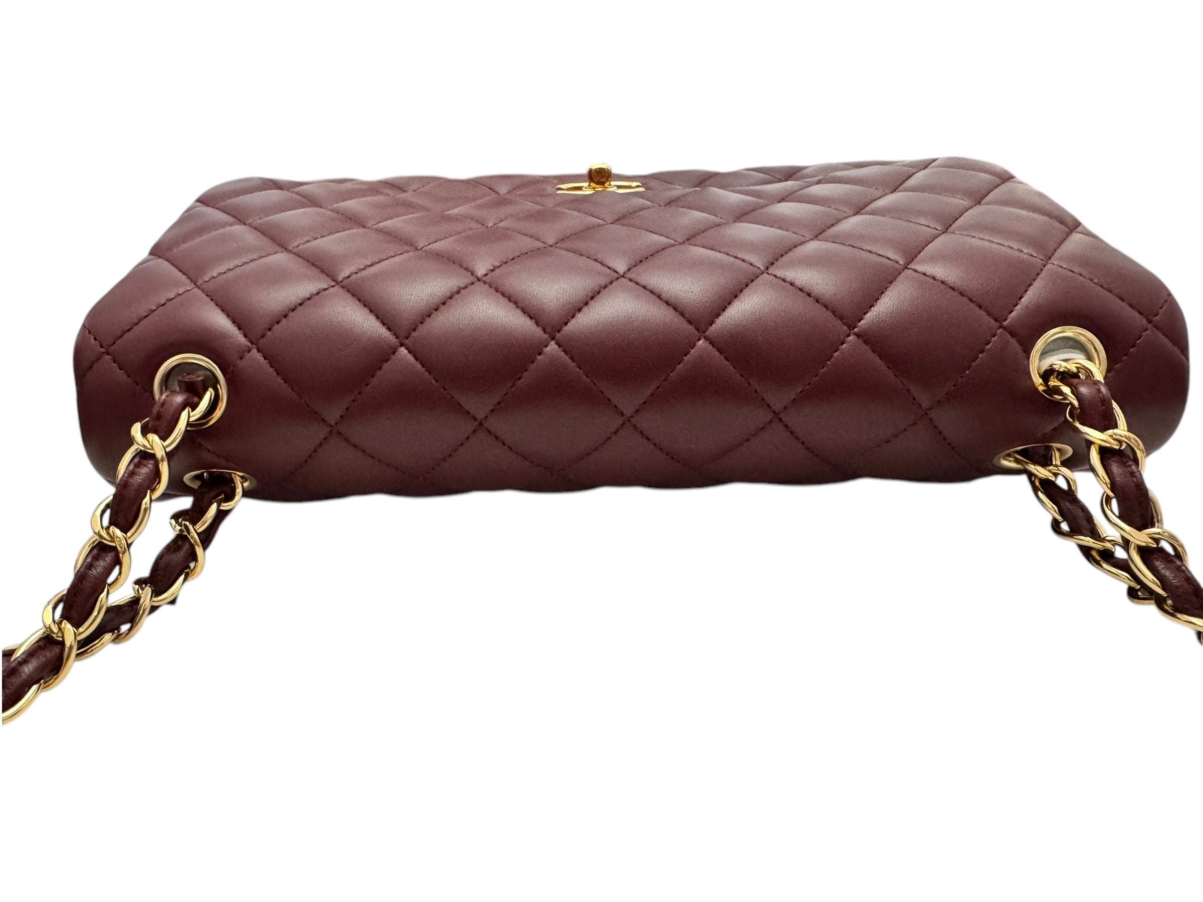 Chanel Timeless Classic Jumbo Burgundy Lambskin Gold-tone Hardware