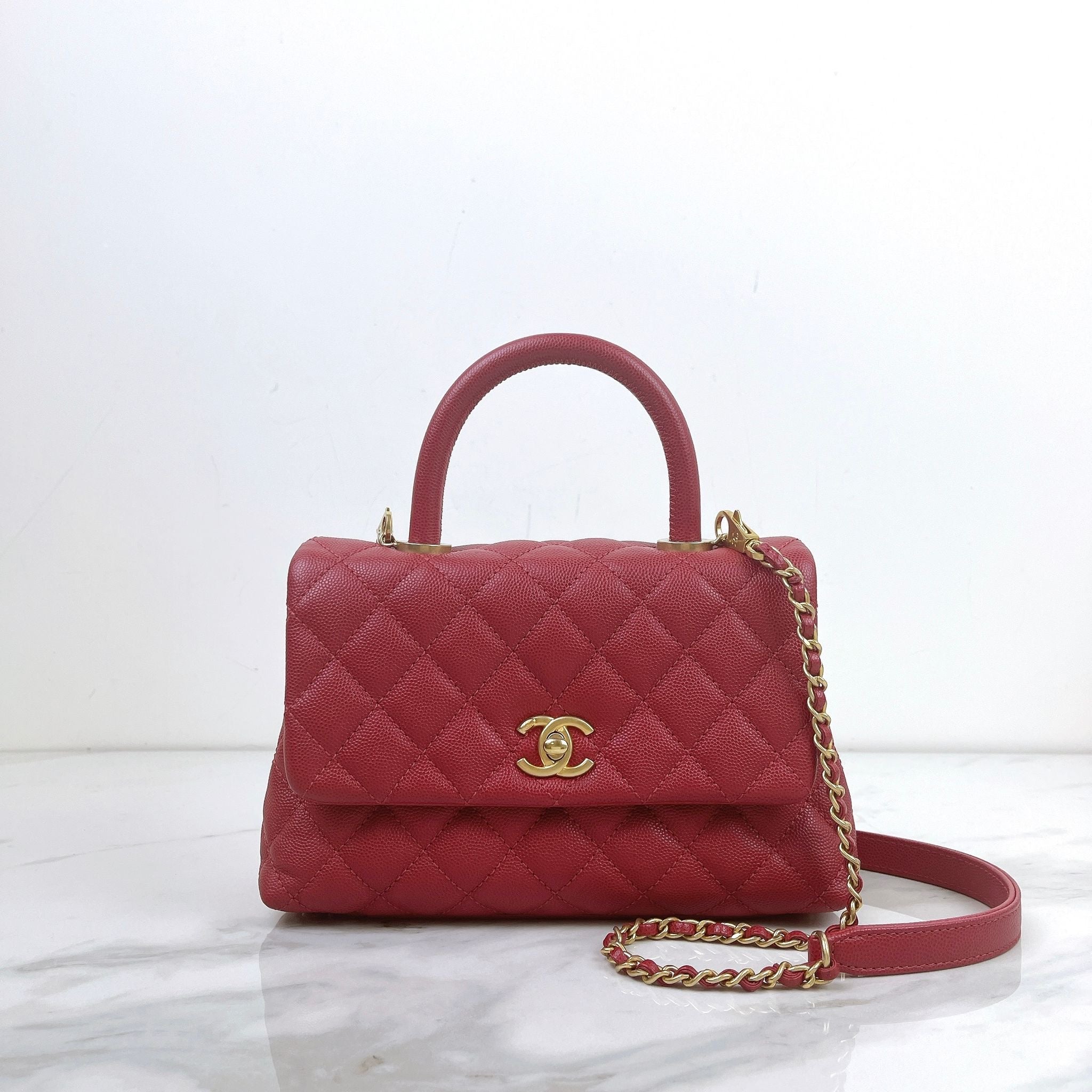 Chanel Coco Handle Small Red Caviar Gold-tone Hardware