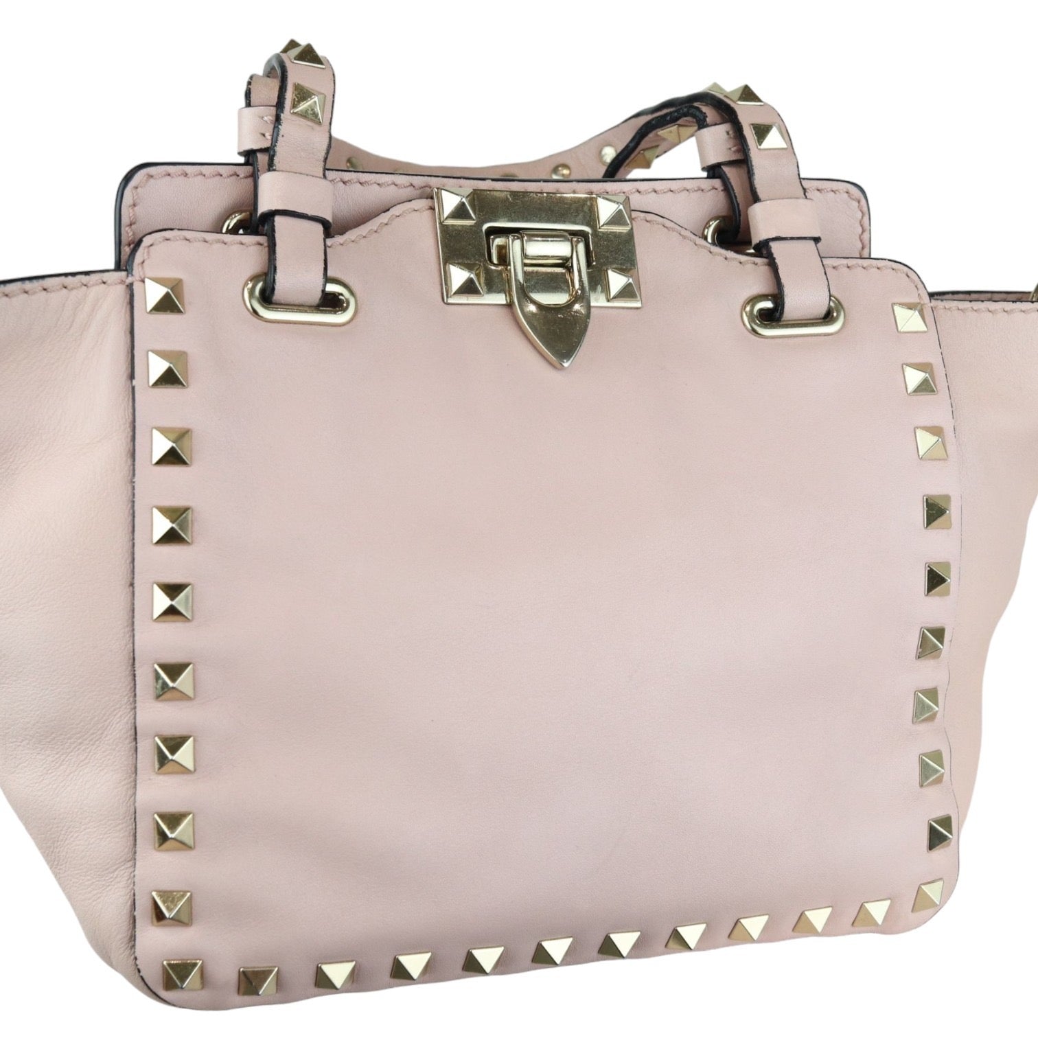 VALENTINO Rockstud Tote Small Vitello Beige Pink LGHW