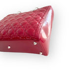 Load image into Gallery viewer, Christian Dior Lady Dior Large, Cherry Red Patent Leather, Silver Hardware
