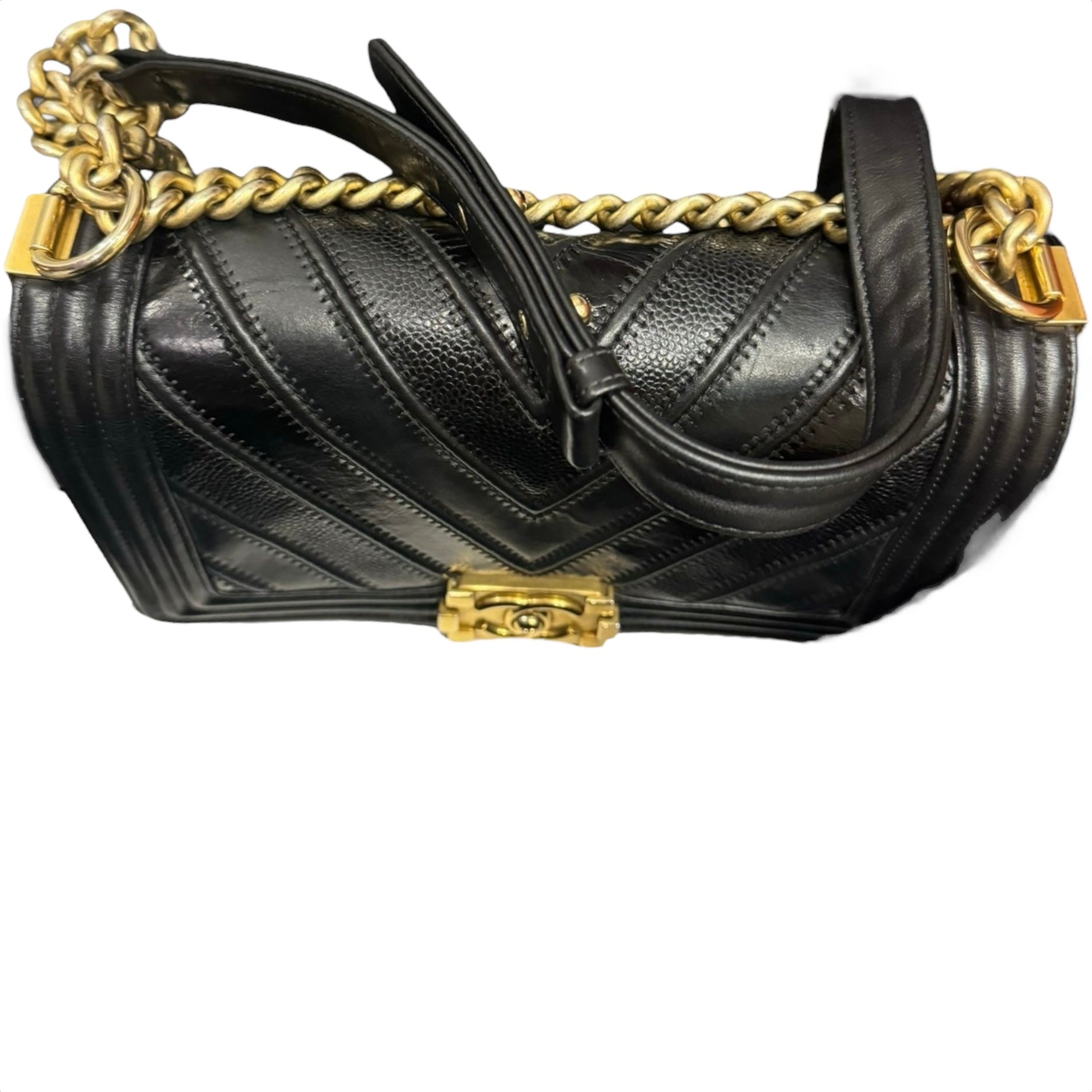 Chanel Leboy Old Medium Mixed Leather Chevron Gold-tone Hardware