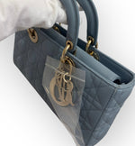 将图片加载到图库查看器，Christian Dior Lady D-Joy Medium Cloud Blue Lambskin Cannage Gold-tone Hardware
