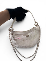 将图片加载到图库查看器，Chanel Half Moon Mesh Bag Ivory Lambskin Gold-tone Hardware
